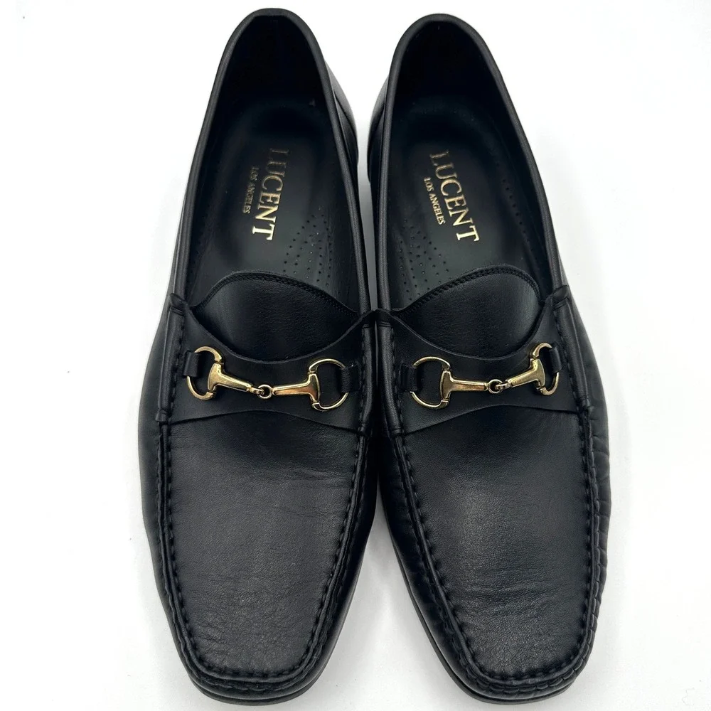 Lucent Los Angeles Black Leather Loafers 44 Marilyn Monroe Sole Old Money Preppy